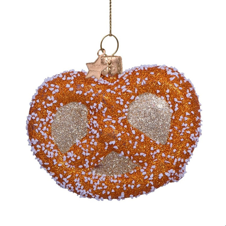 Ornament glass gold pretzel H2.25"