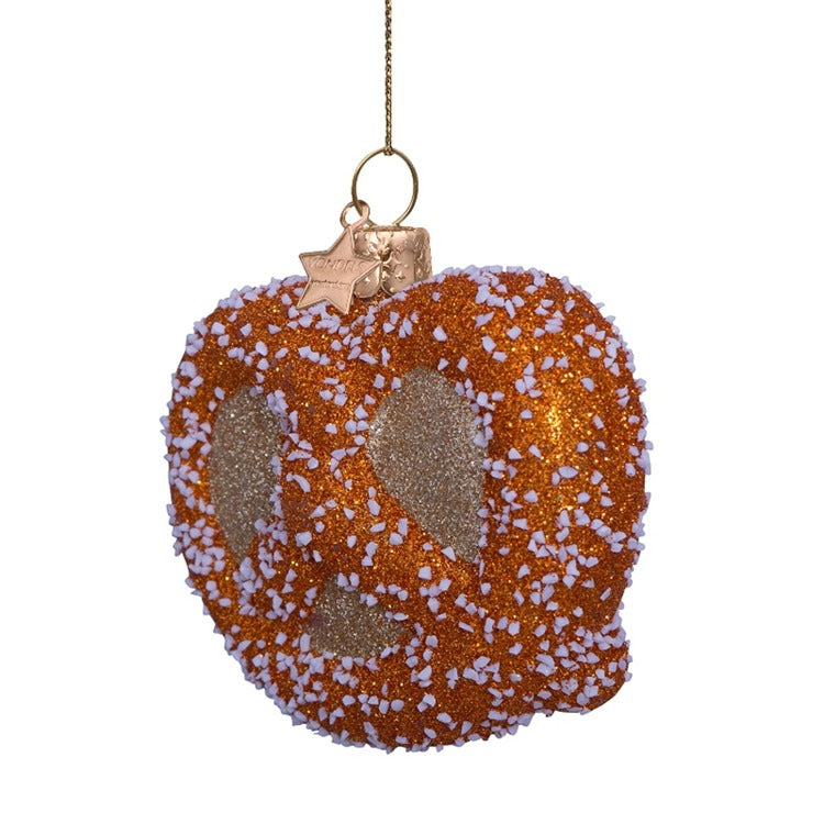 Ornament glass gold pretzel H2.25"