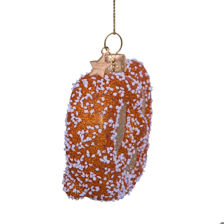 Ornament glass gold pretzel H2.25"