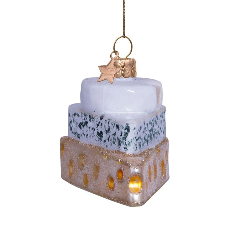 Ornament glass triple cheese H2.25"
