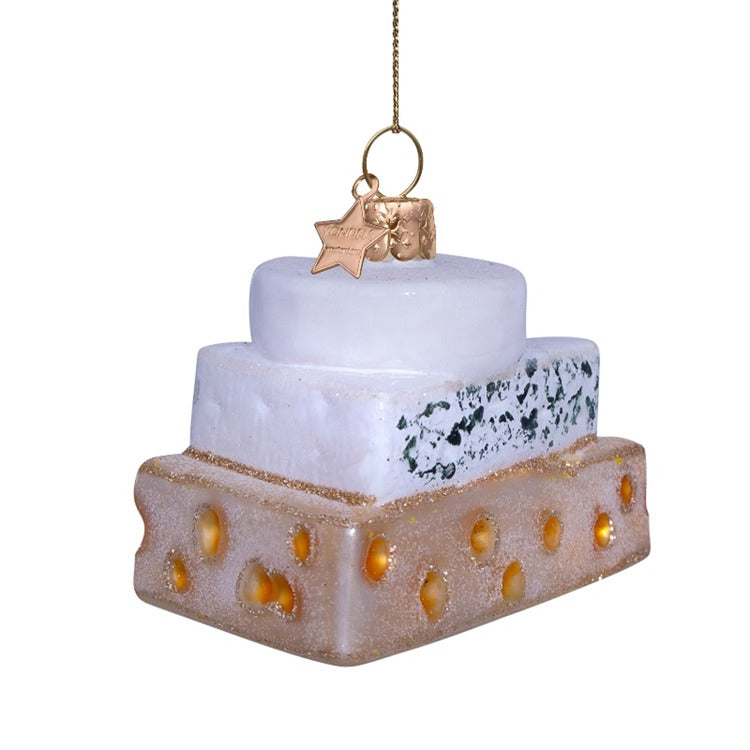 Ornament glass triple cheese H2.25"