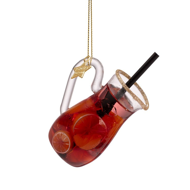Ornament glass red wine sangria can H5.25"