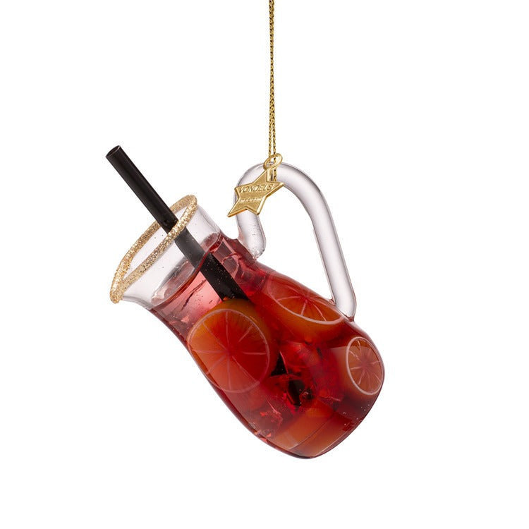 Ornament glass red wine sangria can H5.25"