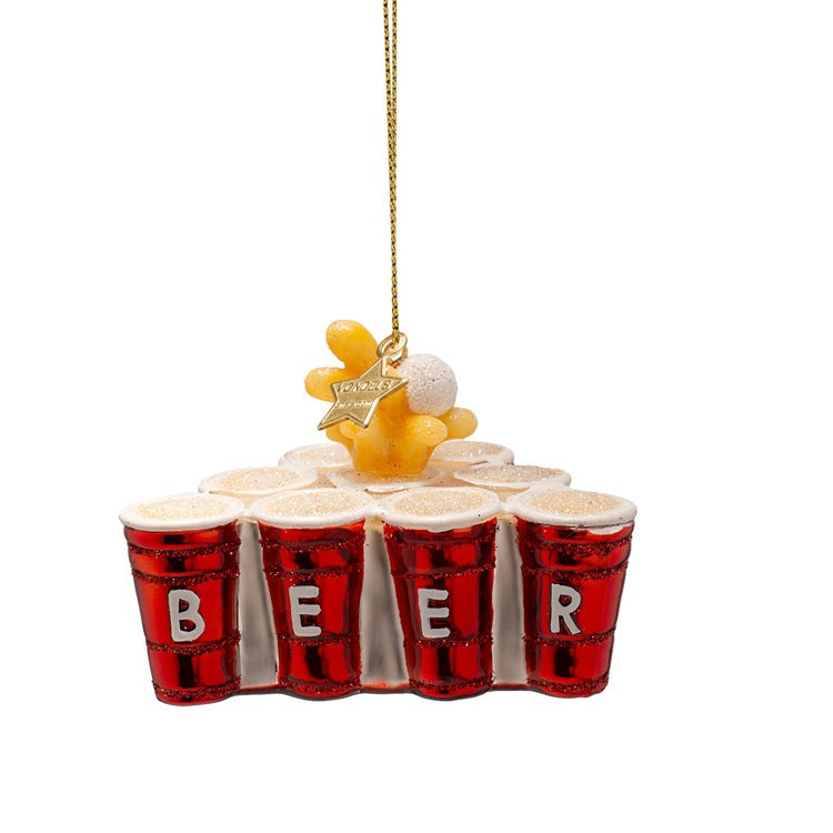 Ornament glass beer pong H2"