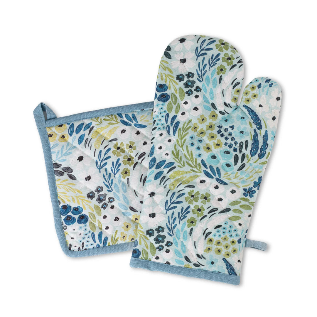 Waterfall Floral Oven Mitt & Pot Holder Set