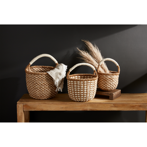 Cream/Natural Woven Basket Large