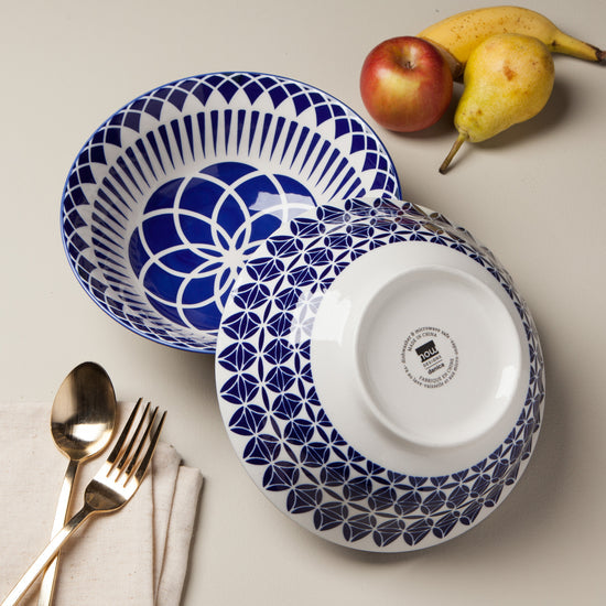 Blue Geo Stamped Bowl, 8"