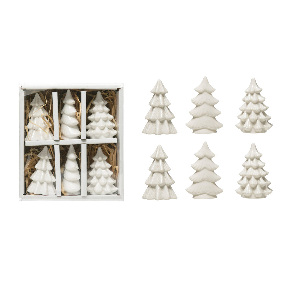 Stoneware Trees, Boxed Set Of 6
