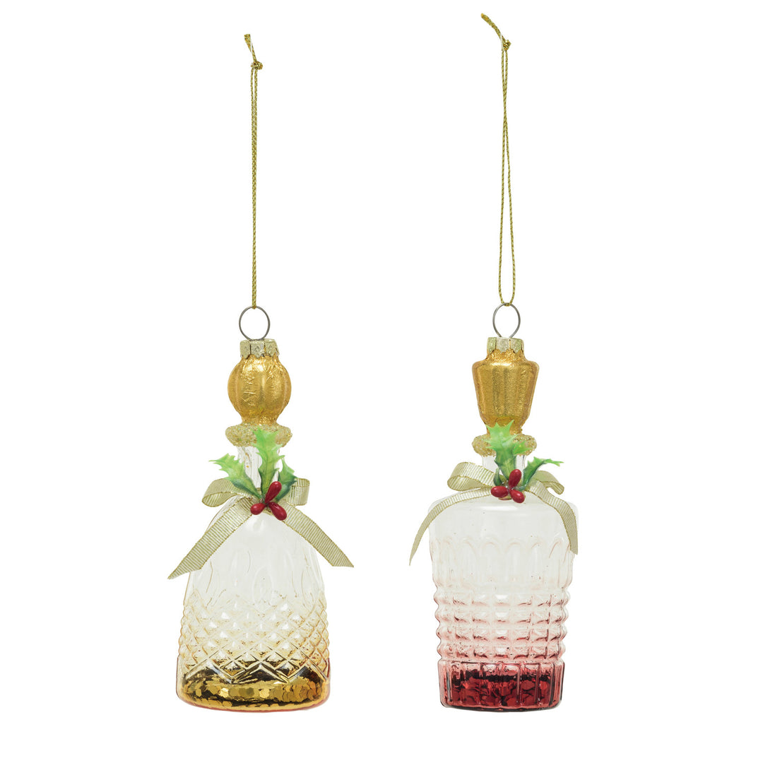Glass Decanter Ornament With Glitter