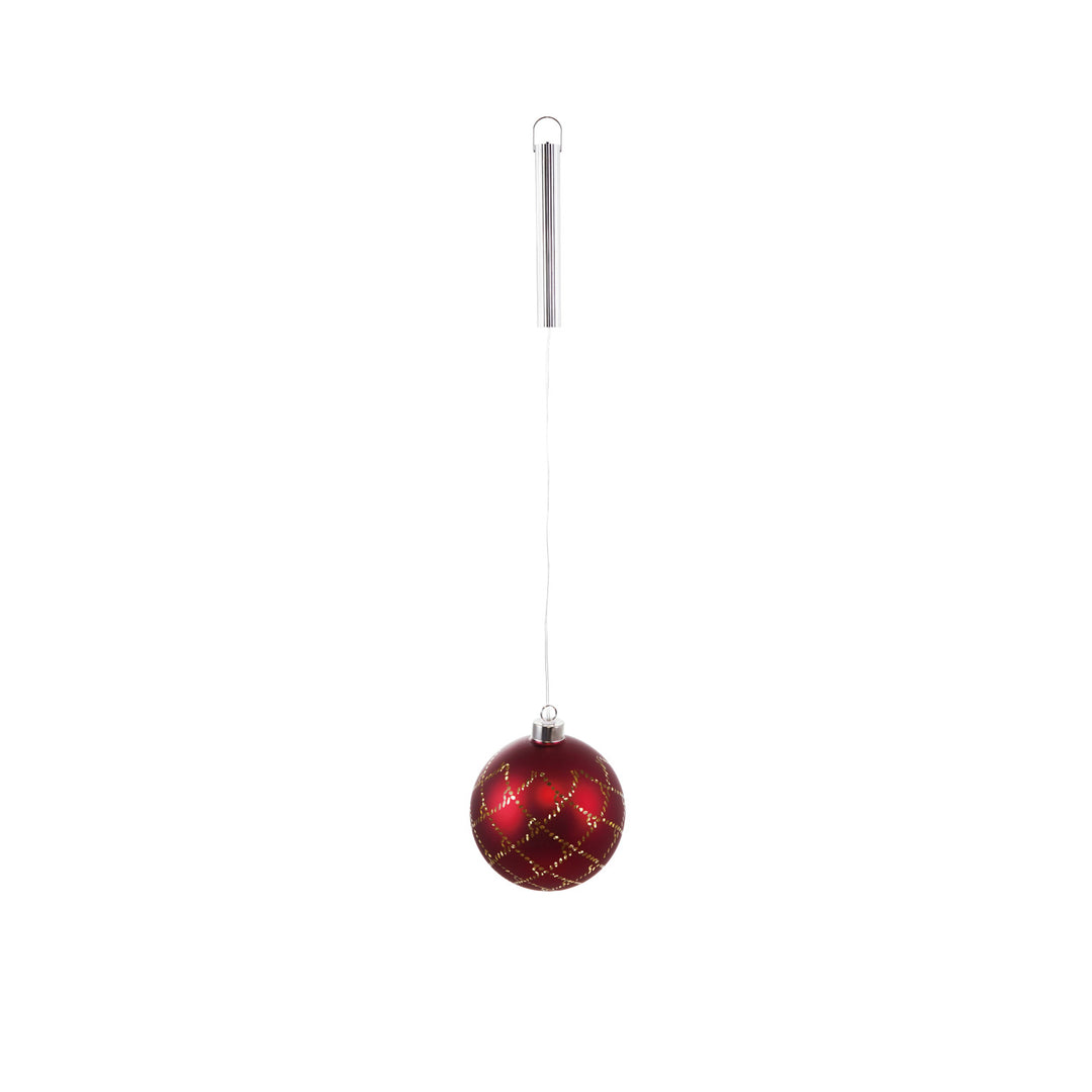 Glass Ball Ornament with LED Light & Laser Etched Pattern