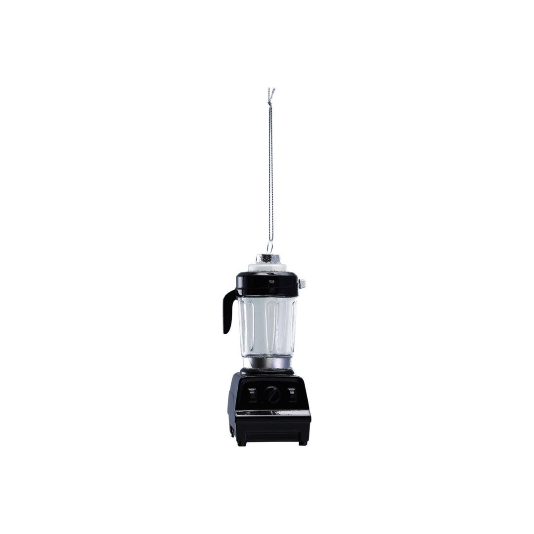 Black & Silver Glass Blender Ornament with Glitter
