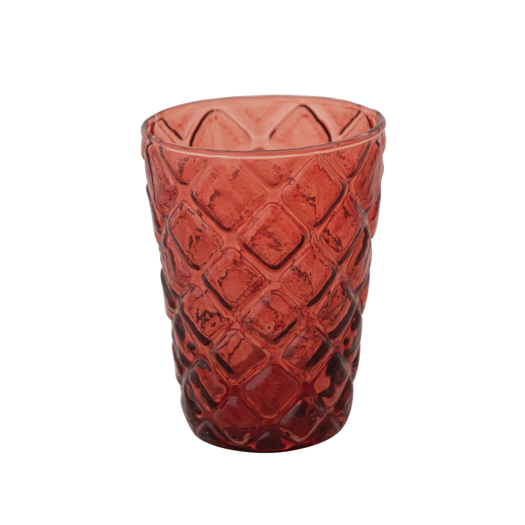 S/2 Red Embossed Drinking Glass