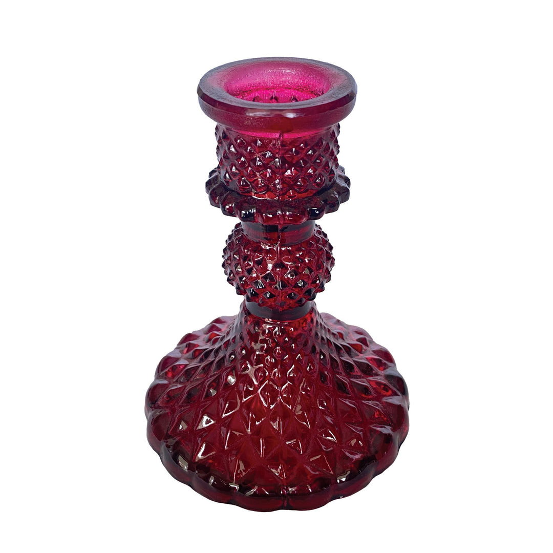 Burgundy Embossed Recycled Glass Taper Holder