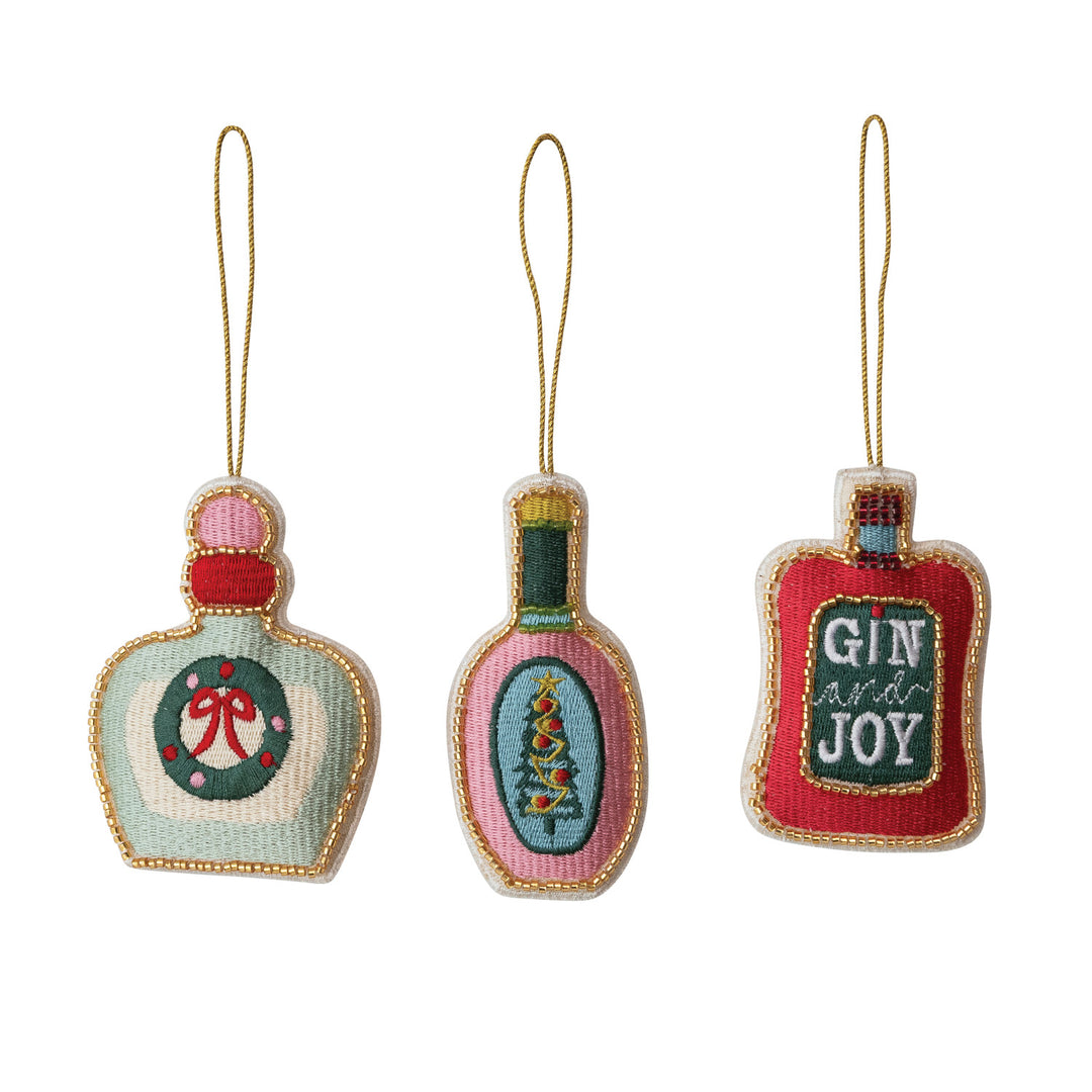 Fabric Embroidered Handmade Bottle Ornament With Beads
