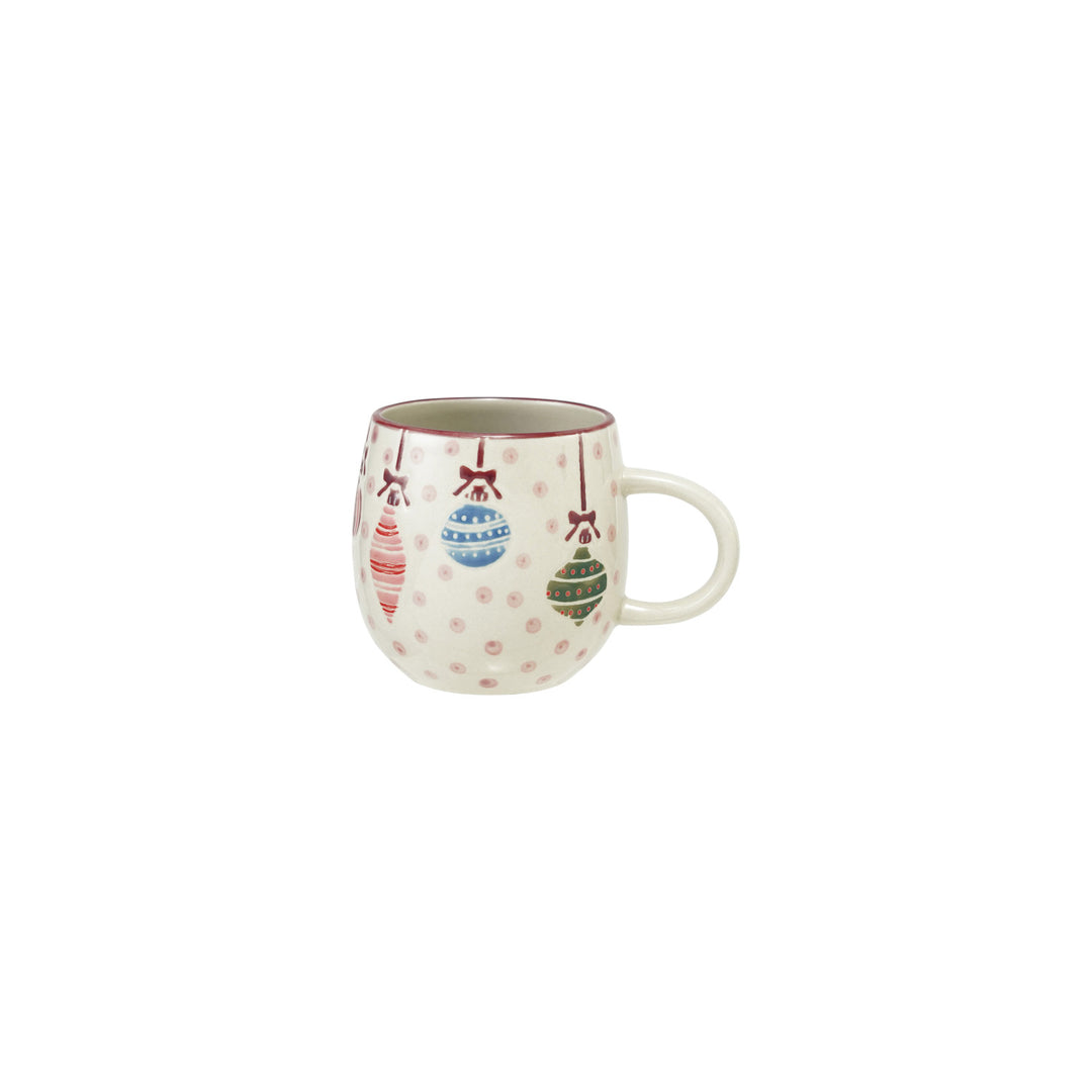 Child Sized Hand-Painted Stoneware Mug With Wax Relief Ornaments & Dots, 6 Oz.