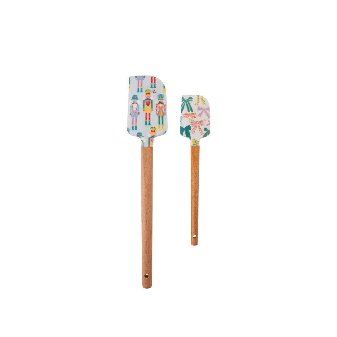 Holiday Patterns Silicone & Wood Two-Sided Spatula Set