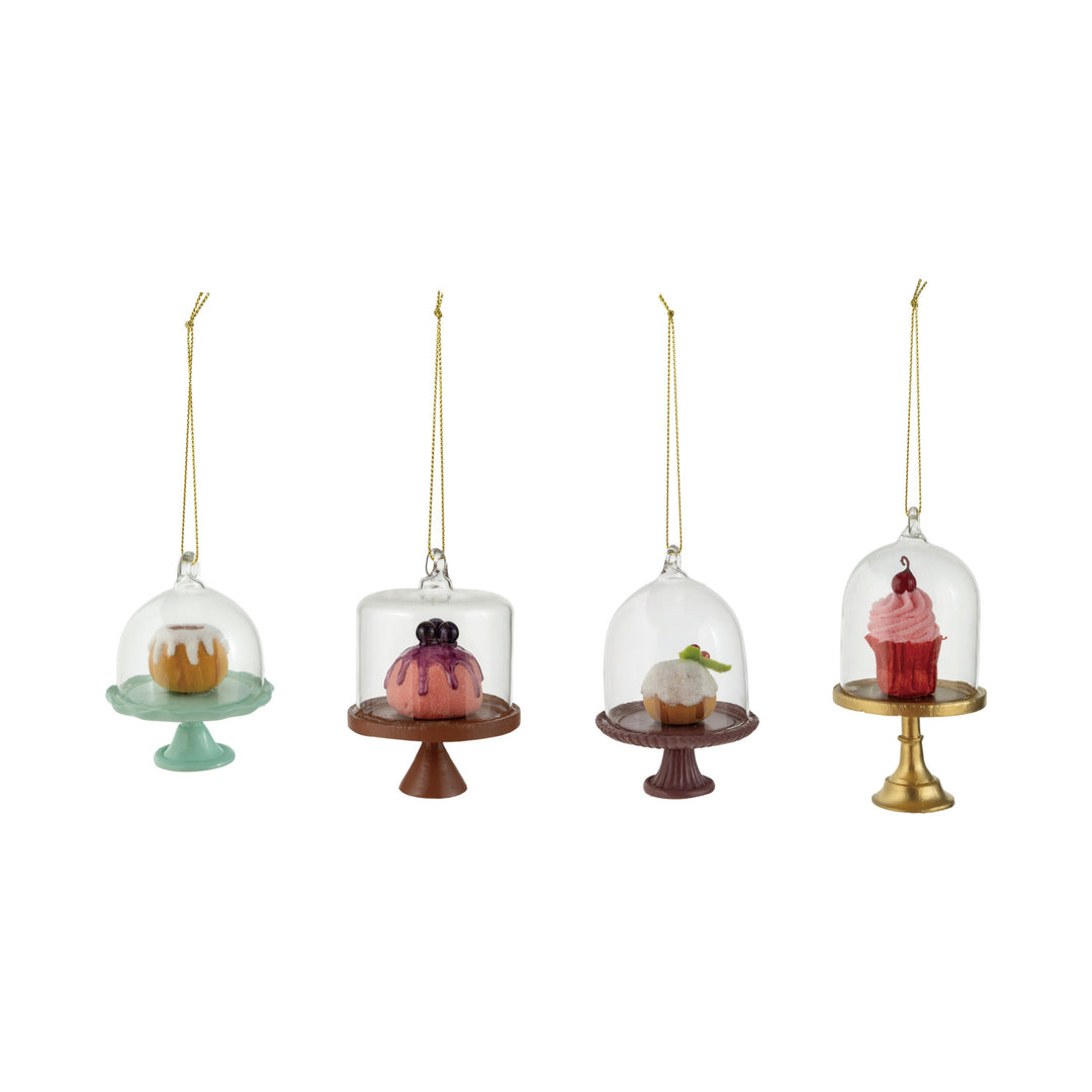 Resin Cake On Pedestal With Glass Cloche Ornament