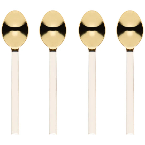 Ivory & Gold Dessert Spoons, Set Of 4